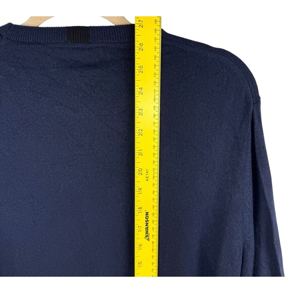 Club Monaco Sweater Mens Medium Navy Blue Wool Crew Neck Preppy Career Office - Picture 8 of 10